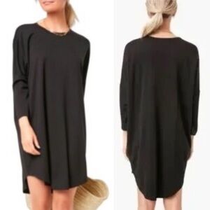 Tuckernuck Pomander Place Sue Sweatshirt Dress‎ S XS black solid minimalist mini